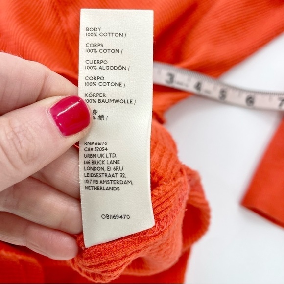 Free People Snowy Thermal in Heatwave Orange Oversized Lightweight Boho Top S - Picture 10 of 12